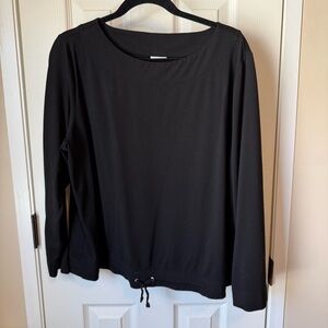Chico's Black Long Sleeve Top with Drawstring hem Size 3